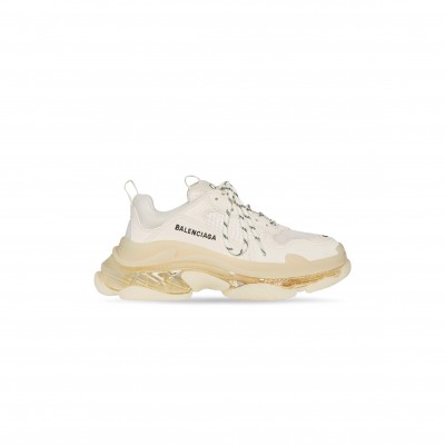 BALENCIAGA WOMEN'S TRIPLE S CLEAR SOLE SNEAKER IN BEIGE 544351W2GA19100