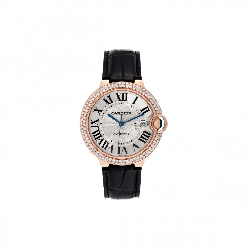 CARTIER BALLON BLEU 42 ROSE GOLD DIAMOND MENS WATCH WE900851