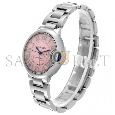 CARTIER BALLON BLEU MIDSIZE STEEL PINK DIAL LADIES 36MM WATCH W6920041 CARTIER BALLON BLEU MIDSIZE STEEL PINK DIAL LADIES 36MM WATCH W6920041