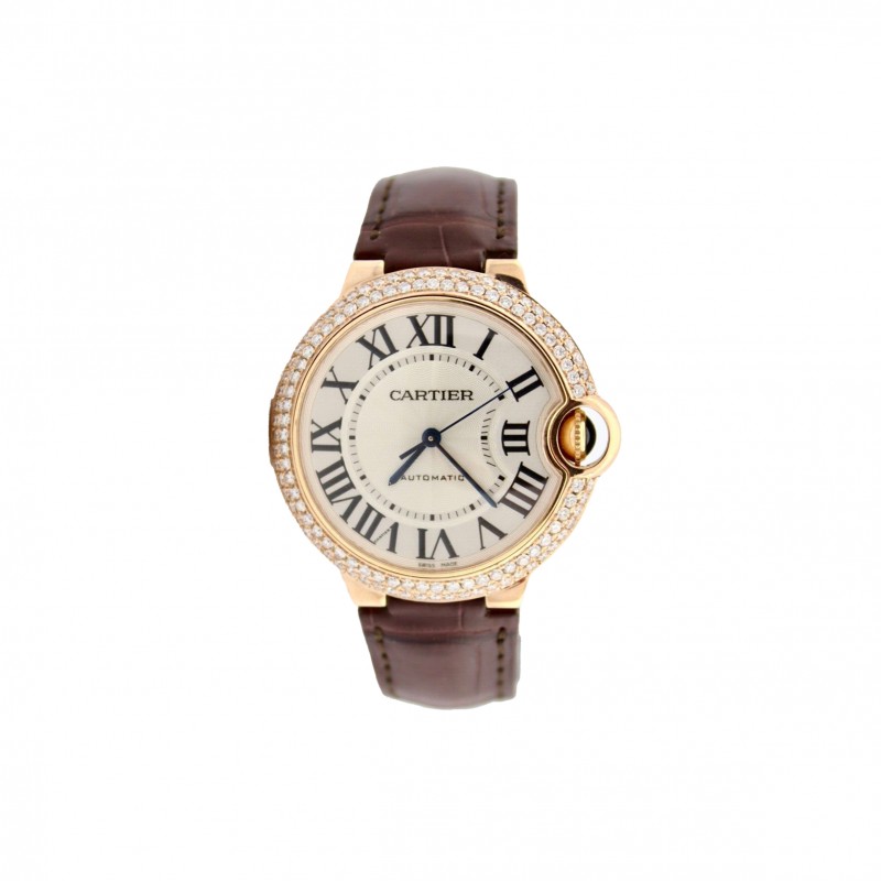 CARTIER BALLON BLEU ROSE GOLD 36MM DIAMOND ENCRUSTED WATCH WGBB0009