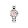 CARTIER BALLON BLEU DE WATCH 28 MM STEEL DIAMOND CASE DIAMOND BEZEL PINK DIAL  W6920038