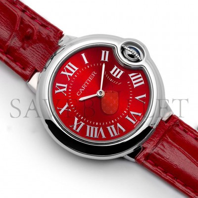 CARTIER BALLON BLEU DE CARTIER 33MM QUARTZ RED DIAL IN RED LEATHER STRAP WSBB0022 CARTIER BALLON BLEU DE CARTIER 33MM QUARTZ RED DIAL IN RED LEATHER STRAP WSBB0022
