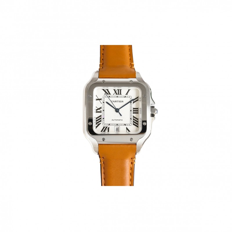 CARTIER SANTOS 39.8MM LEATHER WATCH WSSA0018