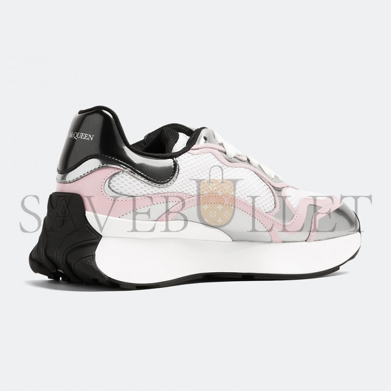 ALEXANDER MCQUEEN SILVER ROUND TOE LACE UP SNEAKERS 757485W4WN79944