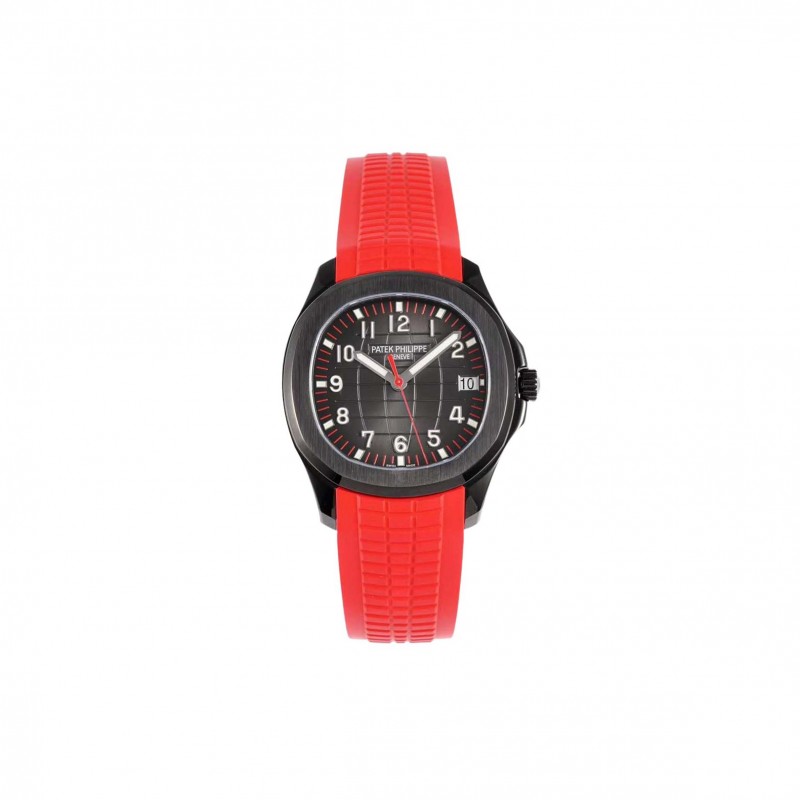 PATEK PHILIPPE AQUANAUT‘BLACK VENOM’BLACK DIAL ON RED RUBBER STRAP WATCH 5167A