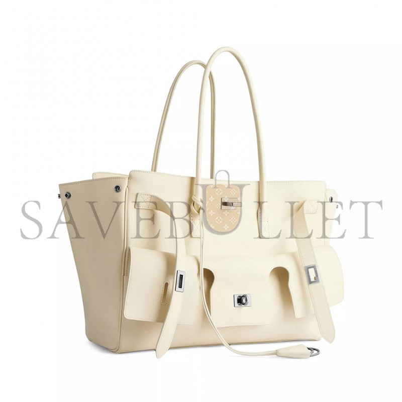 BALENCIAGA WOMEN'S BEL AIR SMALL CARRY ALL BAG IN SOYA 8054812ABAW2732 (29.5*20.3*11.9cm)