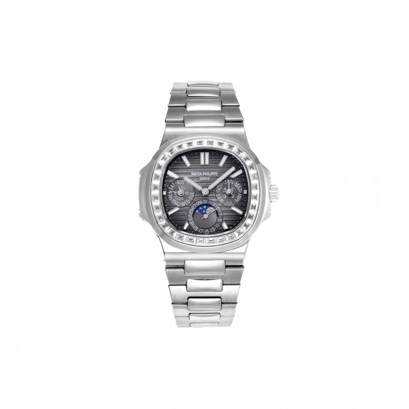 PATEK PHILLIPE NAUTILUS GREY DIAL WITH DIAMOND BEZEL IN STEEL WATCH 5740/1G-001