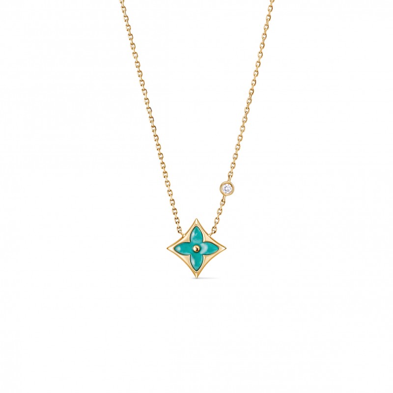 LOUIS VUITTON COLOR BLOSSOM BB STAR PENDANT, YELLOW GOLD, AMAZONITE AND DIAMOND Q03276