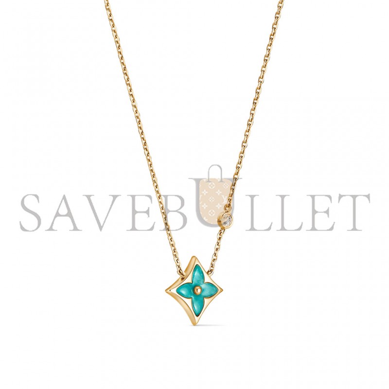 LOUIS VUITTON COLOR BLOSSOM BB STAR PENDANT, YELLOW GOLD, AMAZONITE AND DIAMOND Q03276