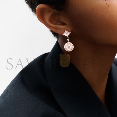 LOUIS VUITTON COLOUR BLOSSOM LONG EARRINGS, PINK GOLD, WHITE MOTHER-OF-PEARL AND DIAMONDS Q96668 LOUIS VUITTON COLOUR BLOSSOM LONG EARRINGS, PINK GOLD, WHITE MOTHER-OF-PEARL AND DIAMONDS Q96668