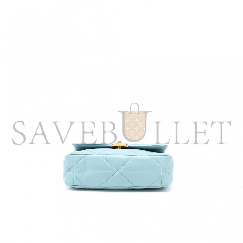 CHANEL 19 BAG LAMBSKIN LIGHT BLUE MULTICOLOUR HARDWARE AS1160 (26*16*9cm)