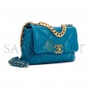 CHANEL 19 FLAP BAG IN TEAL BLUE LAMBSKIN AS1160 (26*16*9cm)