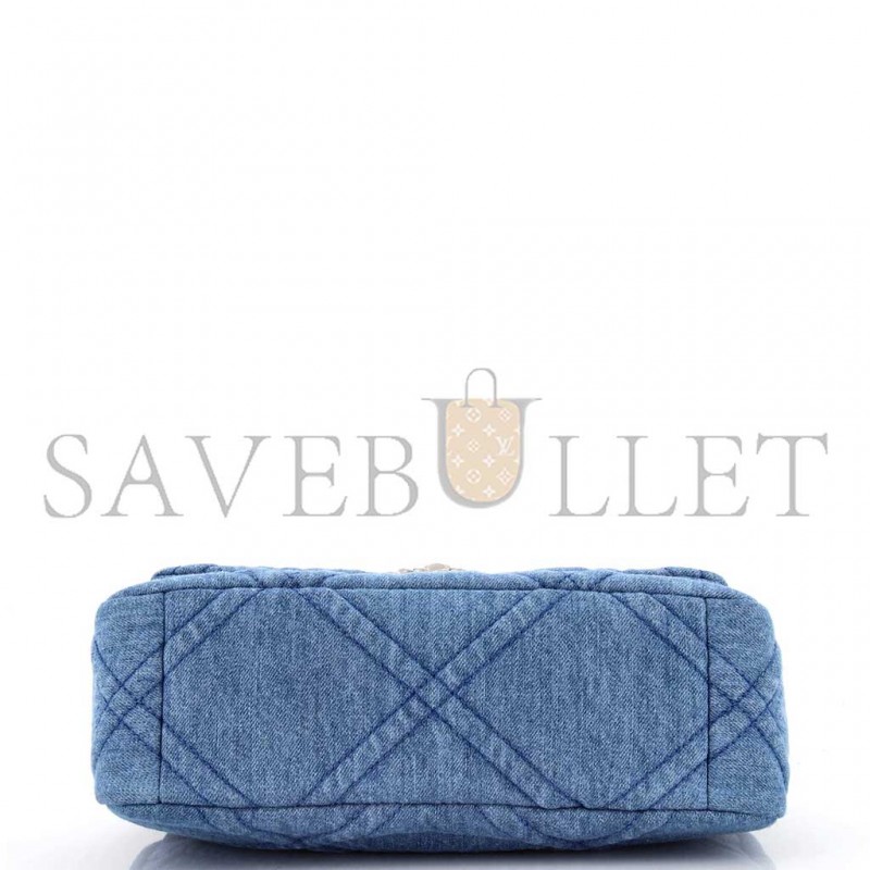 CHANEL BLUE QUILTED DENIM CHANEL 19 FLAP BAG AS1160 (26*16*9cm)