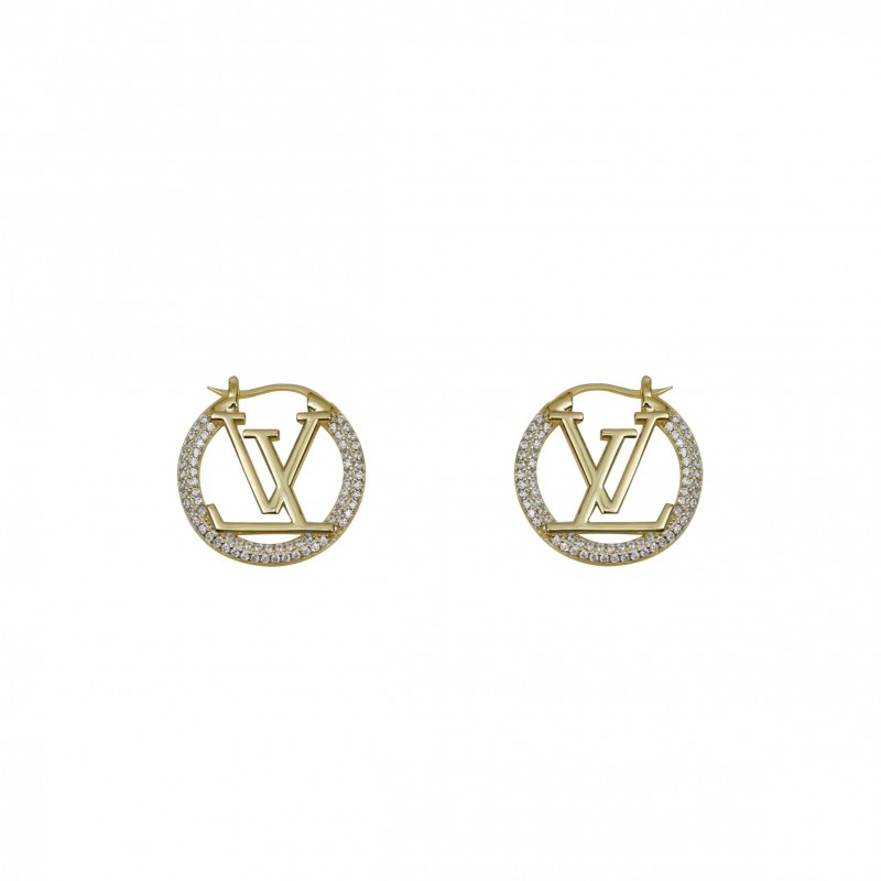 LOUIS VUITTON CRYSTAL ROUND EARRINGS YELLOW GOLD M01330