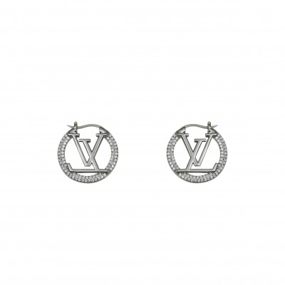 LOUIS VUITTON CRYSTAL ROUND EARRINGS M01331