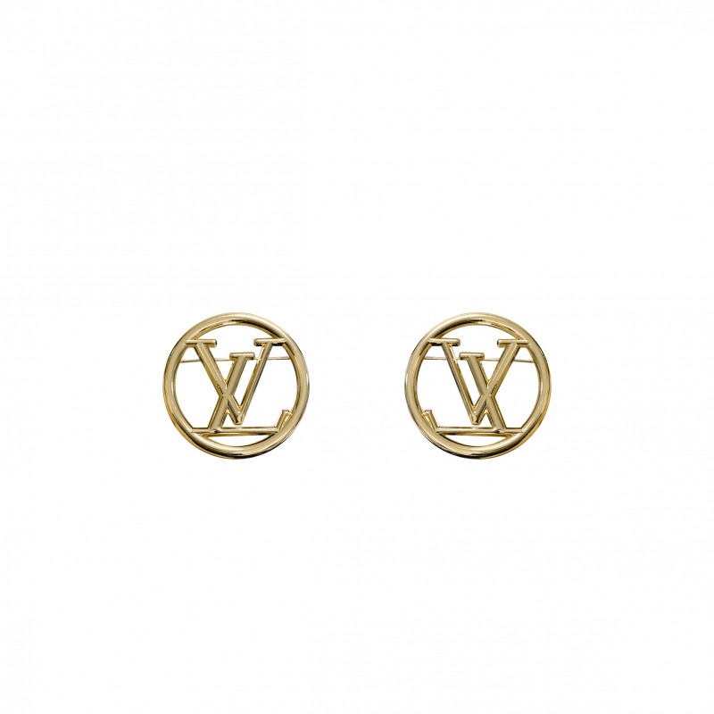 LOUIS VUITTON METAL SMALL LOUISE HOOP EARRINGS GOLD M01332