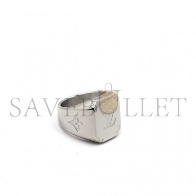 LOUIS VUITTON RING SIGNET LV SILVER METAL M62488 LOUIS VUITTON RING SIGNET LV SILVER METAL M62488