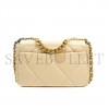 CHANEL 19 SMALL BEIGE GOATSKIN MIXED HARDWARE AS1160 (26*16*9cm)