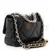 CHANEL LAMBSKIN QUILTED CHANEL 19 FLAP BLACK AS1160 (26*16*9cm)