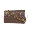 CHANEL CLASSIC DOUBLE FLAP SMALL SHOULDER BAG BROWN LAMBSKIN A1117 (23*14*7cm)