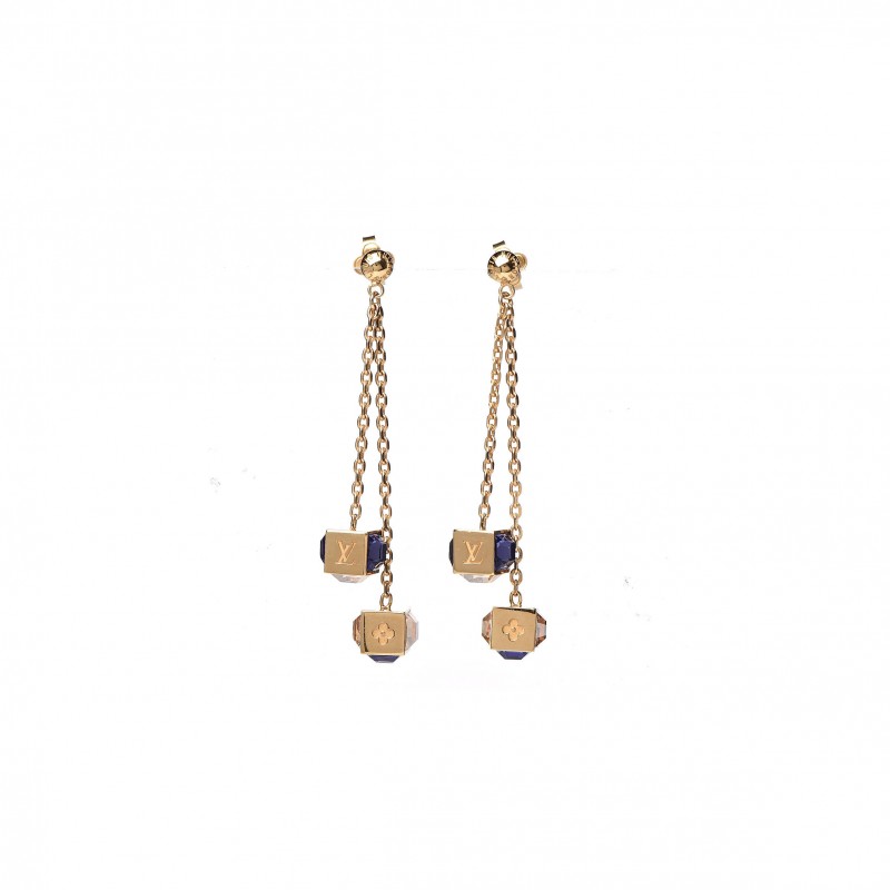 LOUIS VUITTON GAMBLE METAL EARRINGS GOLD M66059