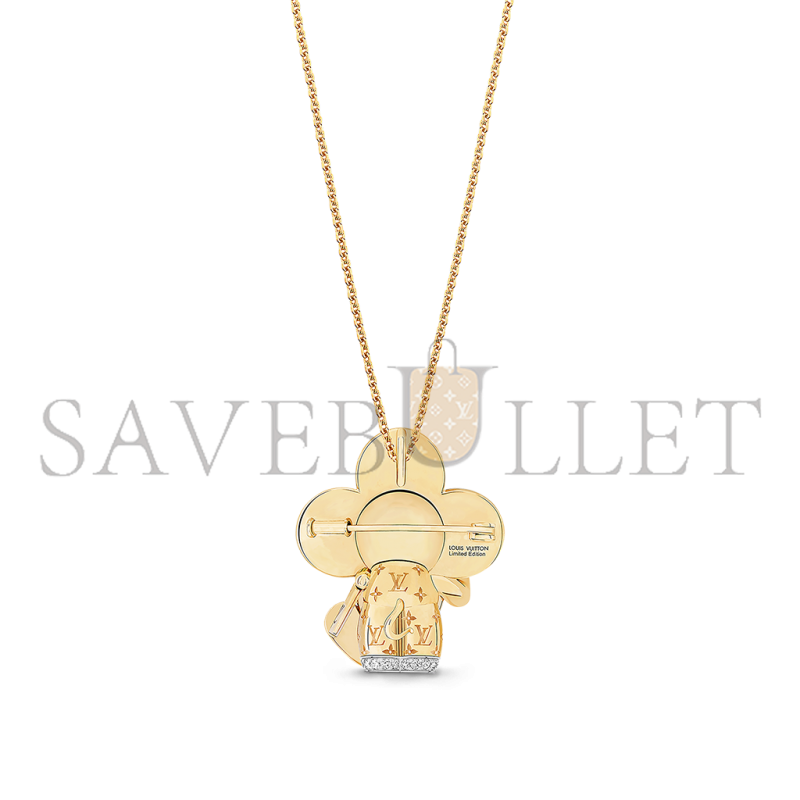 LOUIS VUITTON VIVIENNE MANEKI NEKO PENDANT, 3 GOLDS, LACQUER & DIAMONDS Q93901 LOUIS VUITTON VIVIENNE MANEKI NEKO PENDANT, 3 GOLDS, LACQUER & DIAMONDS Q93901
