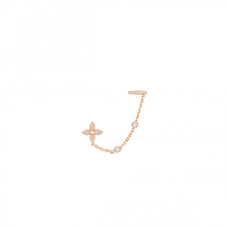 LOUIS VUITTON IDYLLE BLOSSOM MONO CHAIN EARRINGS, PINK GOLD AND DIAMONDS - PER UNIT Q96836