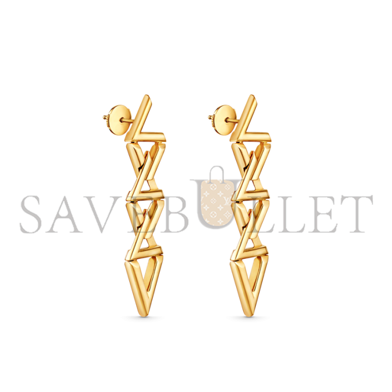 LOUIS VUITTON LV VOLT CURB CHAIN EARRINGS, YELLOW GOLD Q96971