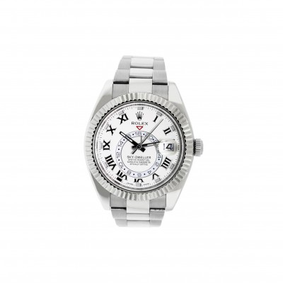 ROLEX SKY-DWELLER 42MM WHITE GOLD WHITE ROMAN DIAL WATCH 326939
