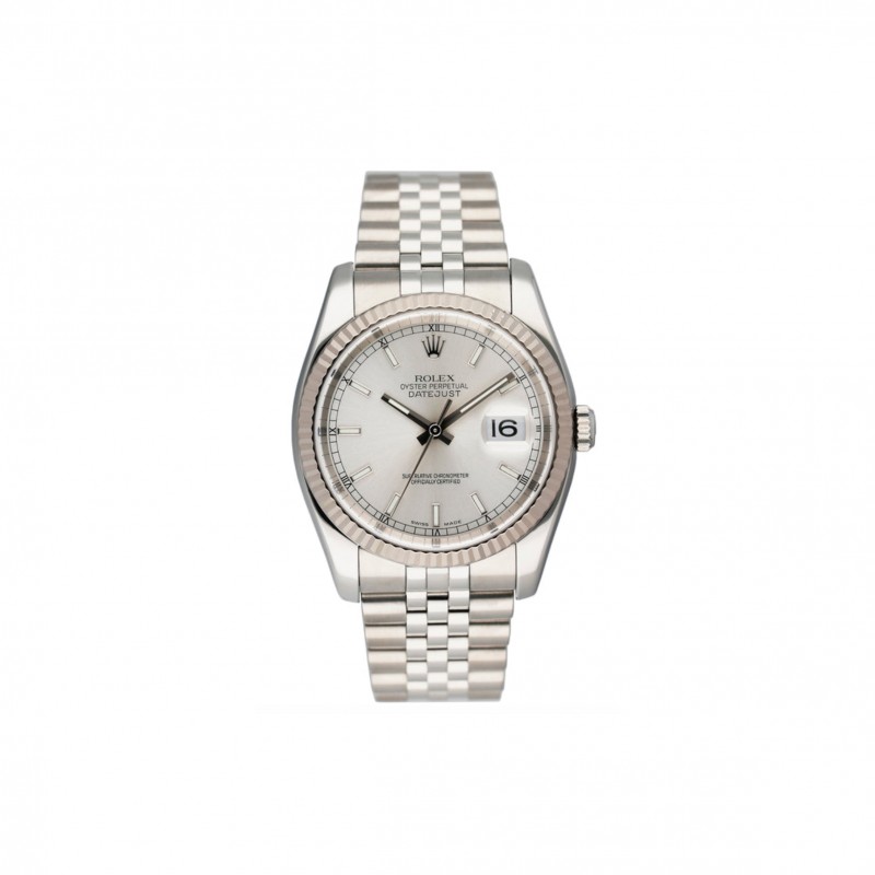 ROLEX DATEJUST 36MM SILVER DIAL WATCH 116234