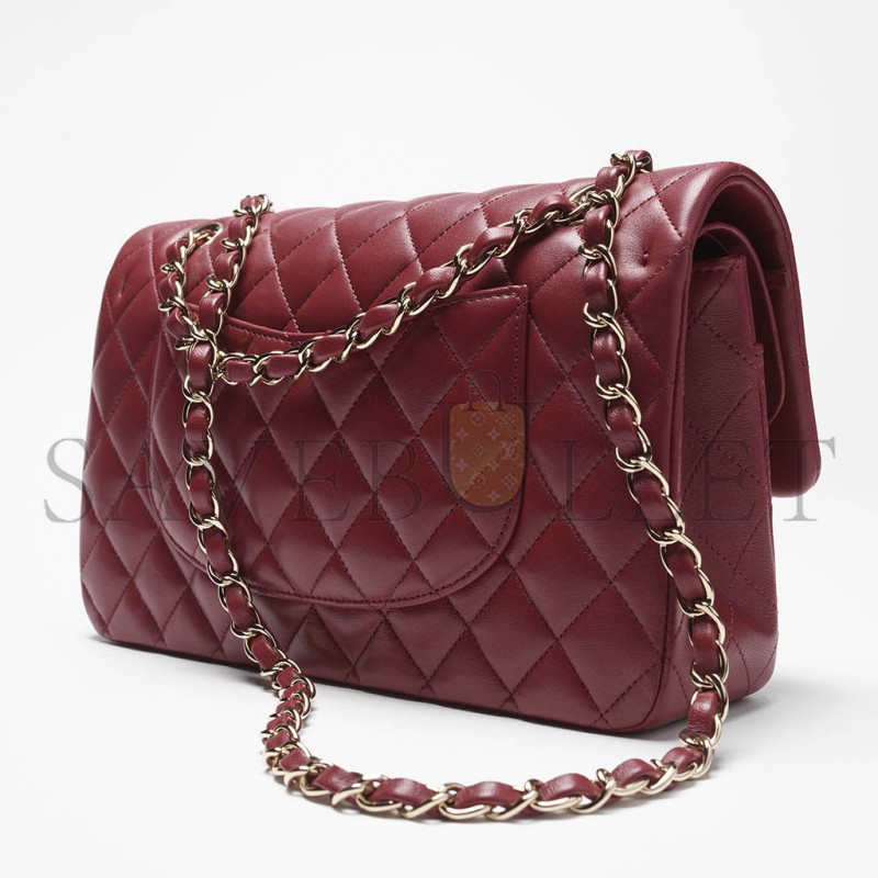 CHANEL CLASSIC 11.12 HANDBAG LAMBSKIN & GOLD-TONE METAL BURGUNDY A01112 (25.5*15.5*6.5cm) CHANEL CLASSIC 11.12 HANDBAG LAMBSKIN & GOLD-TONE METAL BURGUNDY A01112 (25.5*15.5*6.5cm)