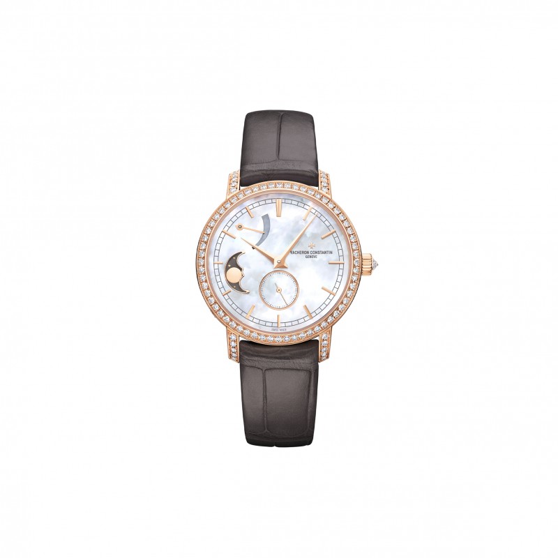 VACHERON CONSTANTIN TRADITIONNELLE SERIES MOON PHASES 36MM PINK GOLD WATCH 83570/000R-9915