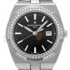 VACHERON CONSTANTIN OVERSEAS 33 QUARTZ STAINLESS STEEL DIAMOND BLACK DIAL WATCH 1205V/100A-B591