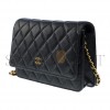 CHANEL WALLET ON CHAIN BAG IN BLACK LEATHER AS4860 (19*13*4cm)