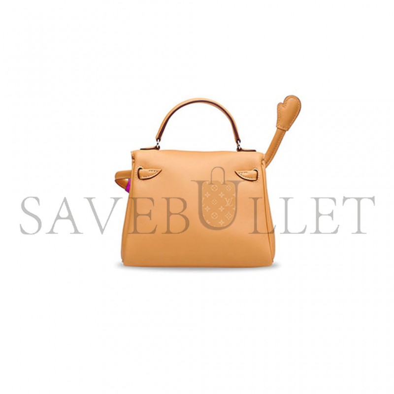 HERMES  KELLY SESAME &ROSE POURPRE SWIFT LEATHER QUELLE IDOLE WITH PALLADIUM HARDWARE 39875560964192 (17*12*6cm)