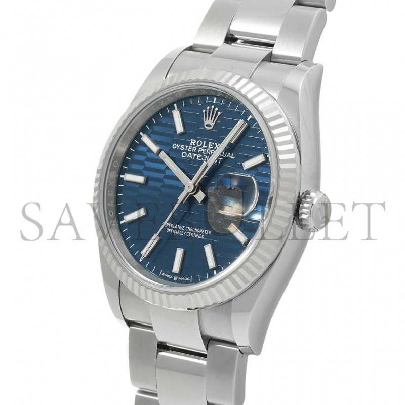 ROLEX DATEJUST BLUE FLUTED PATTERN DIAL 36MM WATCH 126234-0049