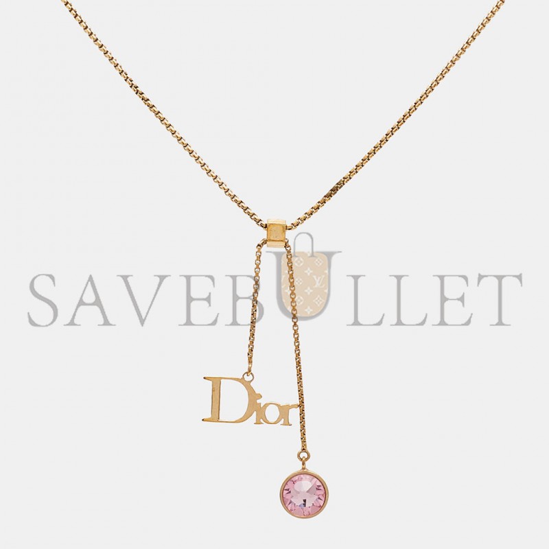 DIOR PINK CRYSTAL GOLD TONE NECKLACE N3052WOMCY_D03S