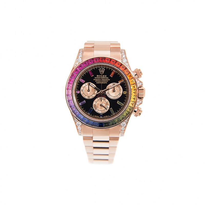 ROLEX DAYTONA SQUARE RAINBOW GEMSTONE WATCH 116595RBOW-0001