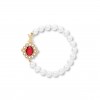 LOUIS VUITTON RED STONE PEARL CHARM BRACELET M1497M