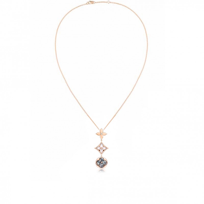 LOUIS VUITTON COLOUR BLOSSOM LARIAT NECKLACE, PINK GOLD, WHITE MOTHER-OF PEARL, GREY MOTHER-OF-PEARL AND DIAMOND Q94263 LOUIS VUITTON COLOUR BLOSSOM LARIAT NECKLACE, PINK GOLD, WHITE MOTHER-OF PEARL, GREY MOTHER-OF-PEARL AND DIAMOND Q94263