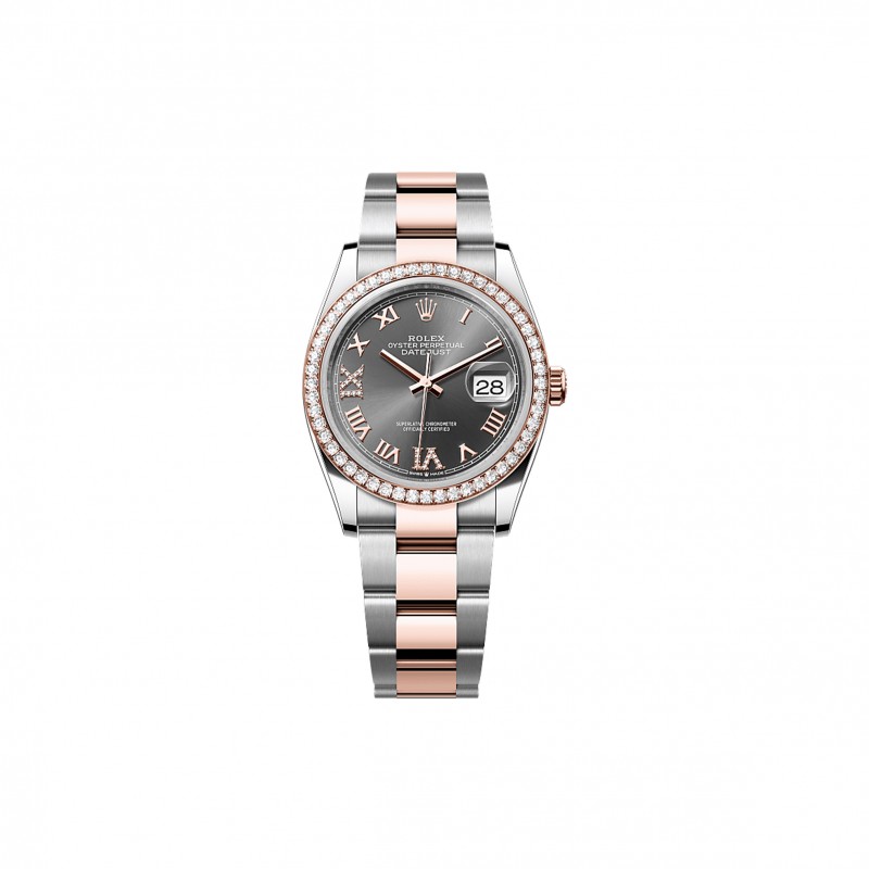 ROLEX DATEJUST 36 OYSTER, 36 MM, OYSTERSTEEL, EVEROSE GOLD AND DIAMONDS WATCH 126281RBR-0012