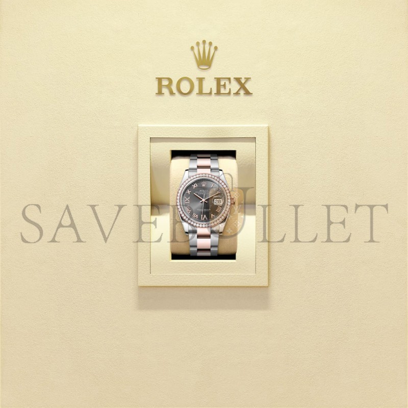 ROLEX DATEJUST 36 OYSTER, 36 MM, OYSTERSTEEL, EVEROSE GOLD AND DIAMONDS WATCH 126281RBR-0012