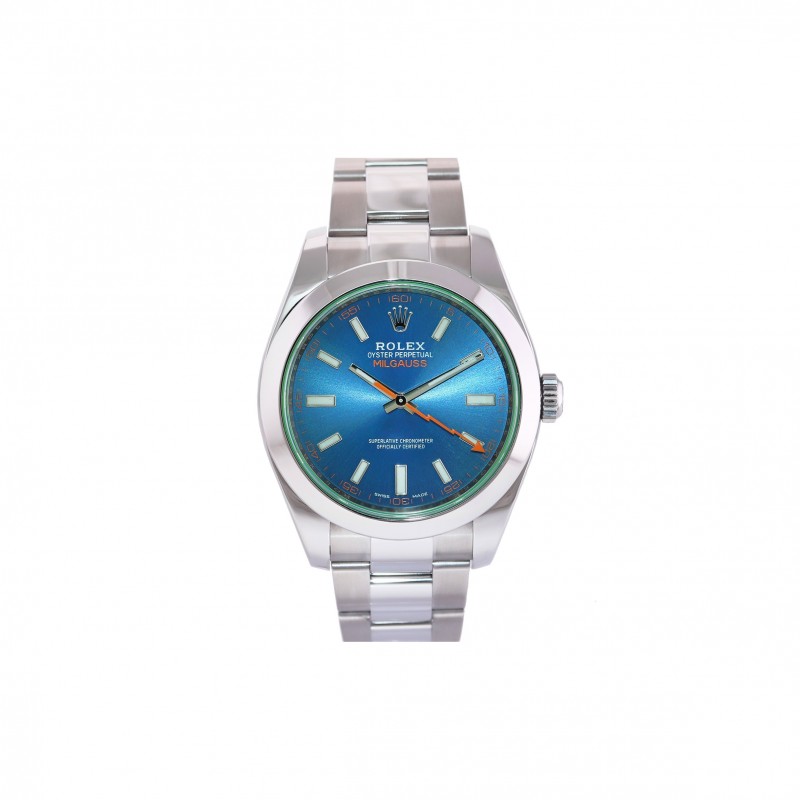 ROLEX OYSTER PERPETUAL MILGAUSS BLUE DIAL WATCH 116400GV