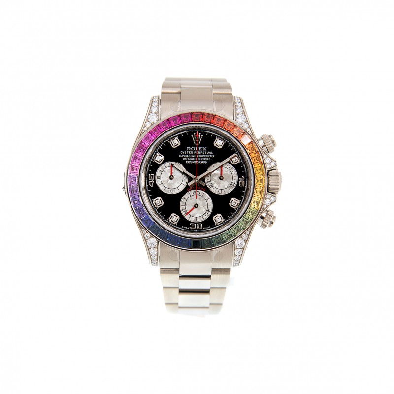 ROLEX DAYTONA RAINBOW SAPPHIRE 18K WHITE GOLD WATCH 116599RBOW-0003