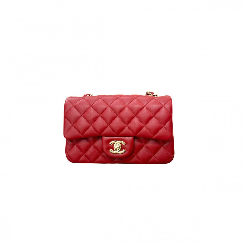 CHANEL LAMBSKIN QUILTED MINI DOUBLE FLAP DARK A01116 (20*12*7cm)