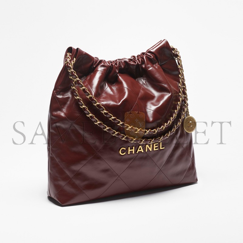 CHANEL MASTER 22 HANDBAG SHINY CALFSKIN & GOLD-TONE METAL AS3261 (42*36*8cm)