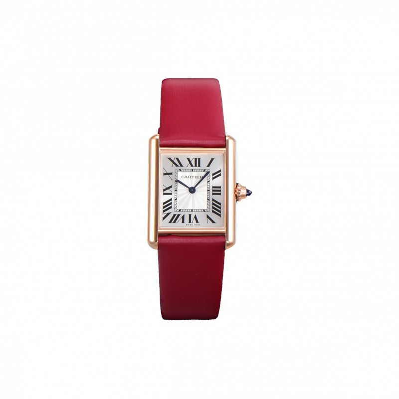 CARTIER TANK LOUIS SERIES SILVER DIAL ROSE GOLD WATCH WGTA0061