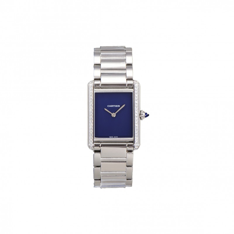 CARTIER TANK MUST LM NAVY DIAL WATCH WSTA0055