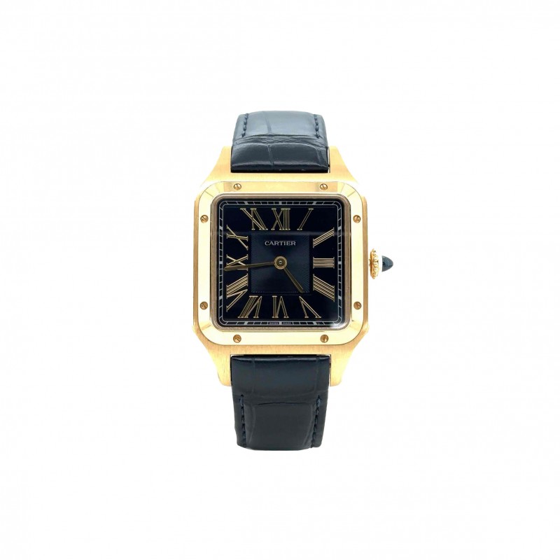 CARTIER SANTOS DUMONT YELLOW GOLD BLUE DIAL 44MM WATCH WGSA0077