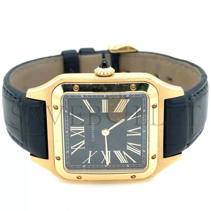CARTIER SANTOS DUMONT YELLOW GOLD BLUE DIAL 44MM WATCH WGSA0077